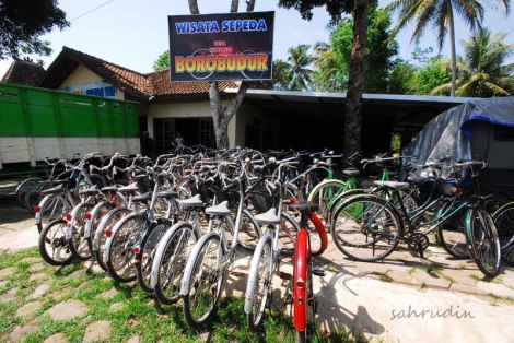 The "Wisata Sepeda" bike rental service in Borobudur's Wanurejo Village, Magelang Regency, Central Java.
